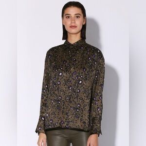 WALTER BAKER Delisse Leopard Print Long Sleeve Button Up Shirt Women's‎ Medium